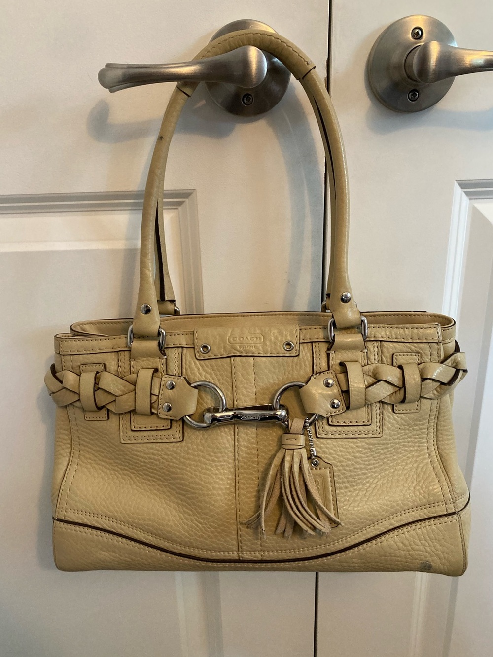 Cream Coach Hampton Shoulder Bag
